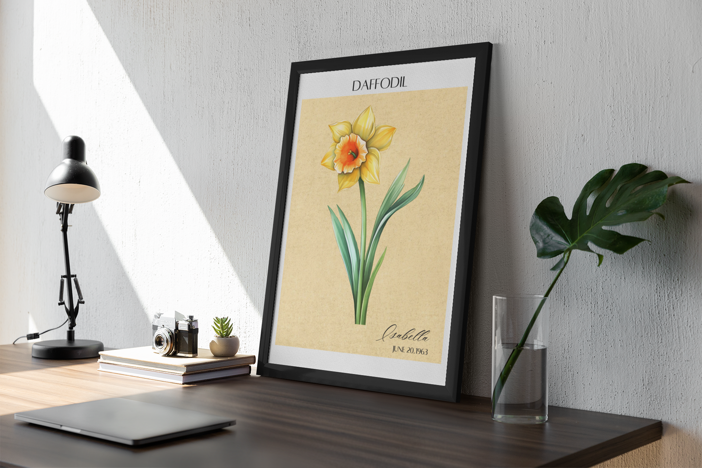 Personalized Watercolor Birth Flower With Name Wall Art